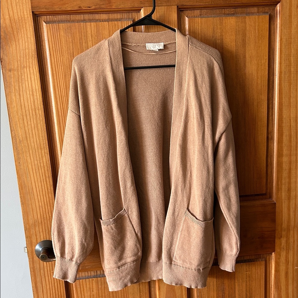 LOFT Warm Brown Open-Front Cardigan